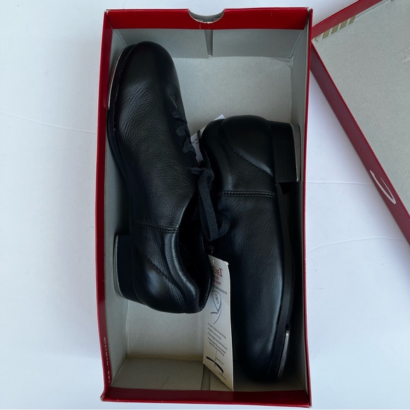 CG09 Capezio Premiere Black Leather Tap Shoes Women’s 4.5 Fit Child 2-2.5 New - Picture 13 of 14